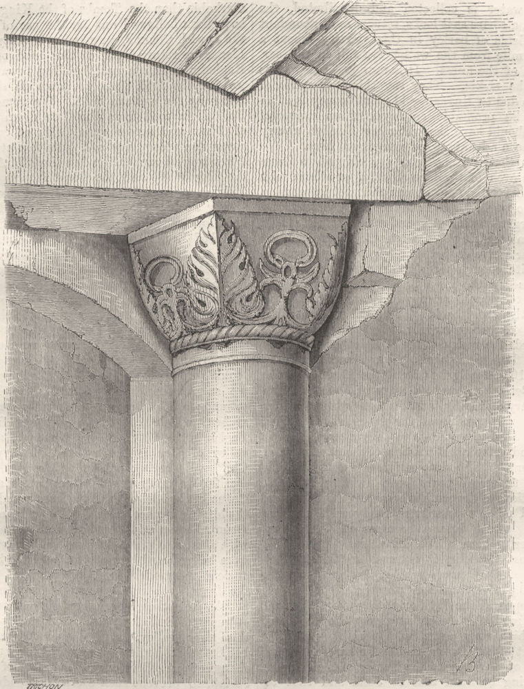 ISRAEL. Jerusalem. Pillar, Vaults Temple Solomon 1870 old antique print